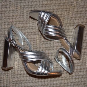 Silver Ankle Strap Heels